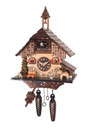Horloge coucou &agrave; piles chalet personnage petits chiens 33 cm