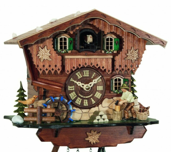 Horloge coucou musical bûcheron roue du moulin_zoom
