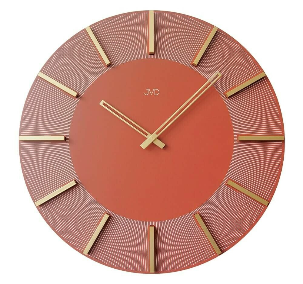 Horloge murale en bois index en relief diametre 50 cm rouge