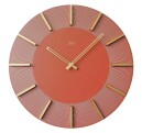 Horloge murale en bois index en relief diametre 50 cm rouge