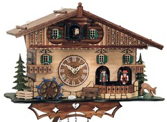 Horloge coucou musical avec danseurs et roue du moulin_zoom