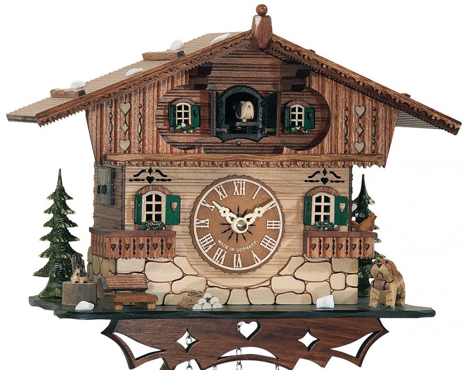 Horloge coucou chalet en bois bicolore 25 cm_zoom