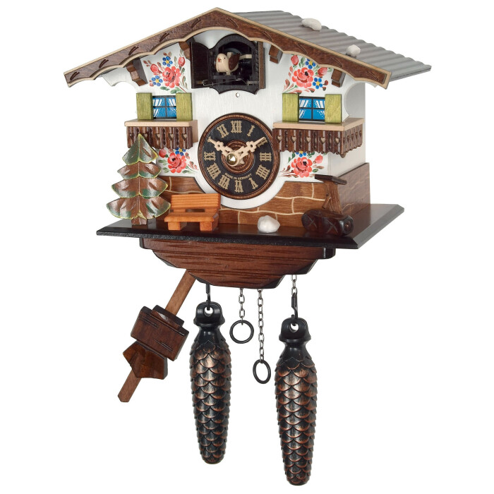 Horloge coucou chalet décor fleuri pour enfant_zoom