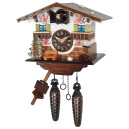 Horloge coucou chalet color&eacute; 1 jour fleurs peintes_profil
