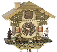 Horloge coucou musical à piles chalet musicien traditionnel 23 cm_zoom