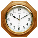 Horloge murale octogonale en bois radio-pilot&eacute;e lunette dor&eacute;e ch&ecirc;ne