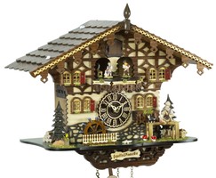 Horloge coucou musical à piles chalet Pinocchio 35 cm_zoom