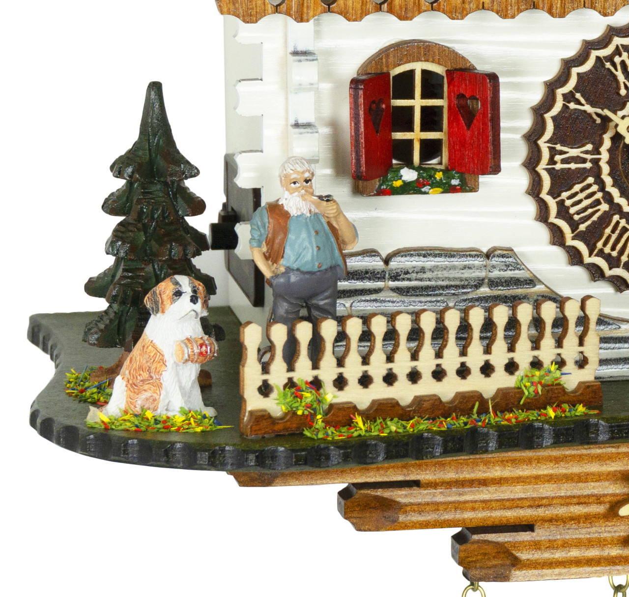 Horloge coucou musical &agrave; piles chalet petits moutons 27 cm_chien