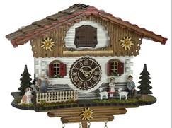 Horloge coucou musical à piles chalet petits moutons 27 cm_zoom