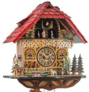 Coucou &agrave; quartz musical chalet toit rouge danseurs 38 cm
