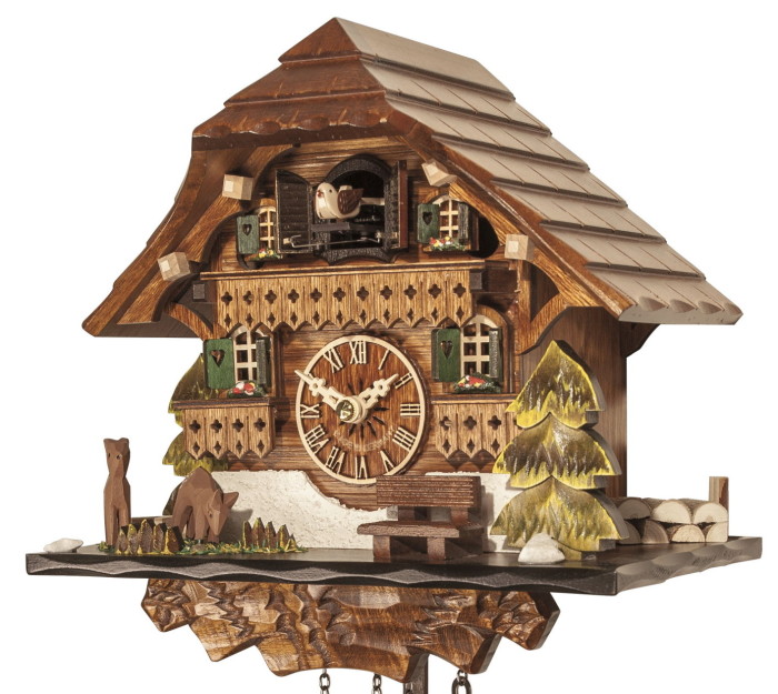Horloge coucou à piles chalet petites biches_zoom