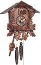 Horloge coucou m&eacute;canique chalet 1 jour feuilles de ch&ecirc;ne