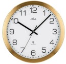Pendule murale ronde en aluminium dor&eacute;e radio pilot&eacute;e