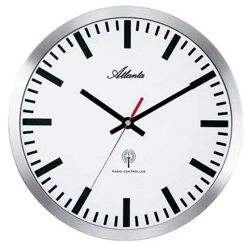 Horloge murale radio-pilot&eacute;e en m&eacute;tal gris