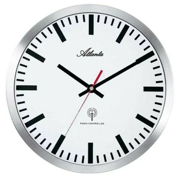 Horloge murale radio-pilotée en métal gris