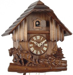 Horloge coucou mécanique chalet 1 jour chevaux_zoom