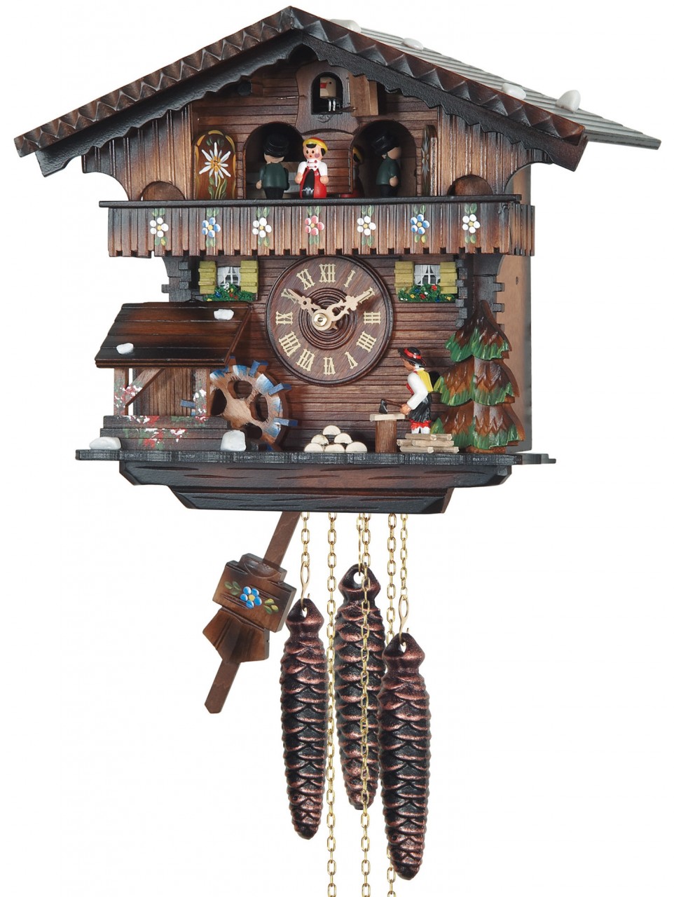 Horloge coucou chalet 1 jour musical tyroliens danseurs