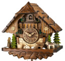 Horloge coucou m&eacute;canique 1 jour chalet chien et hibou 28 cm_zoom