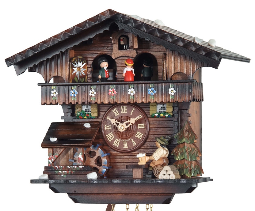 Horloge coucou &agrave; m&eacute;lodie danseurs buveur de bi&egrave;re gros plan