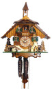 Horloge coucou m&eacute;canique 1 jour chalet b&ucirc;cheron et clocher 31 cm