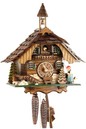 Horloge coucou m&eacute;canique chalet 1 jour clocheton 31 cm