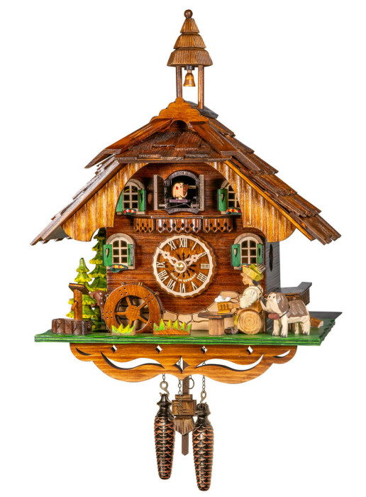 Horloge coucou musical à piles buveur de bière et clocheton 31 cm