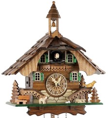 Horloge coucou à piles chalet double escalier 31 cm_zoom