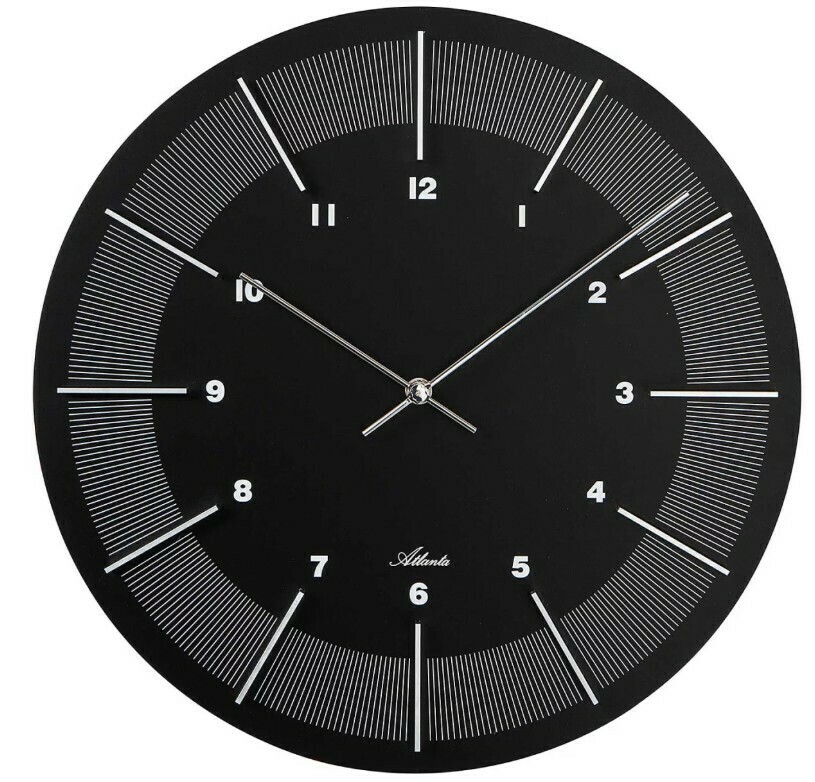 Grande horloge murale ronde noire en bois 40 cm