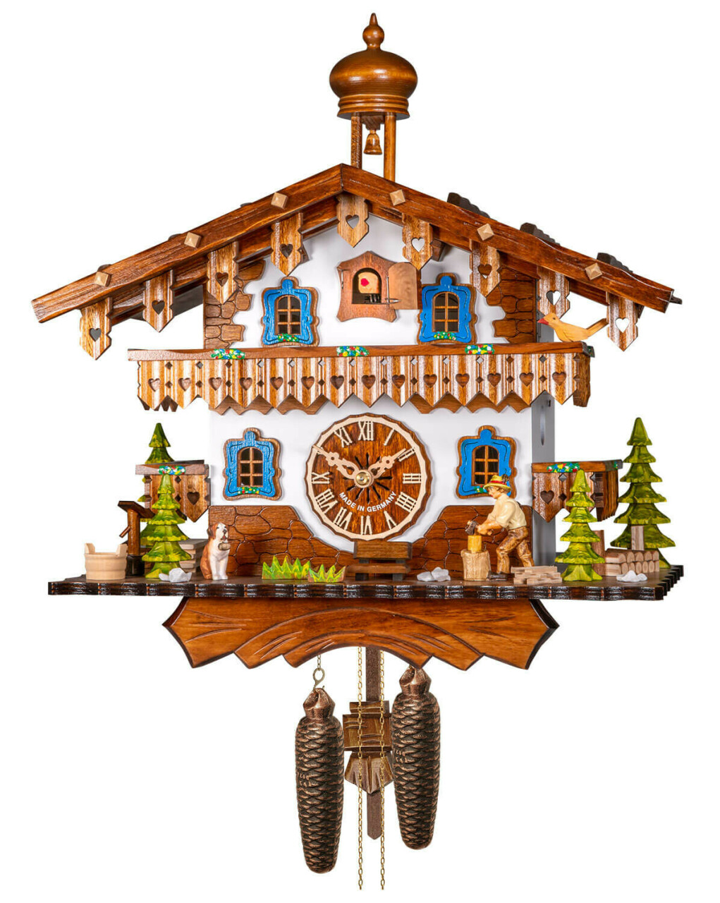 Horloge coucou m&eacute;canique 8 jours fa&ccedil;ade blanche 29 cm