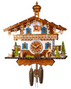 Horloge coucou m&eacute;canique 8 jours fa&ccedil;ade blanche 29 cm