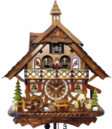 Horloge coucou chalet musical &agrave; piles b&ucirc;cheron et danseurs 43 cm_zoom