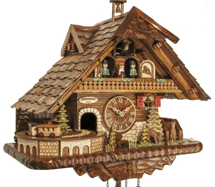 Horloge coucou musical à piles chalet petit train_zoom