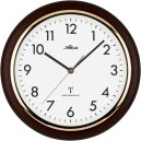Horloge murale radio-pilot&eacute;e entourage bois de noyer