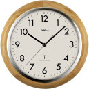Horloge murale radio-pilot&eacute;e entourage bois de h&ecirc;tre