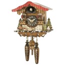 Petite horloge coucou &agrave; pile chalet lapin biche 18 cm