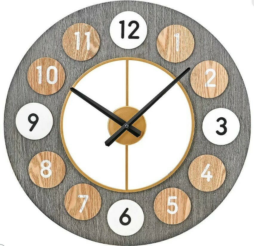 Horloge murale ronde vintage en m&eacute;tal gris