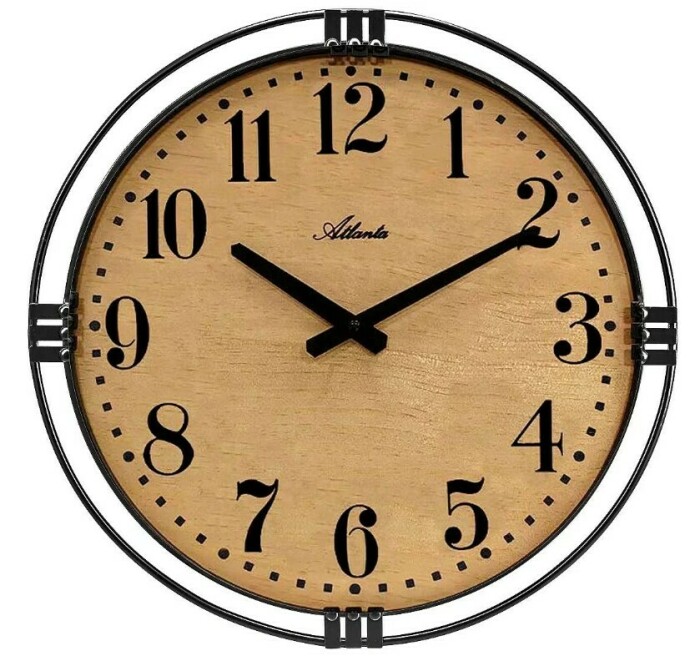 Horloge murale ronde en bois et métal
