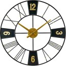 Grande horloge murale en bois et m&eacute;tal &Oslash; 50 cm