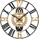 Grande horloge murale en bois et m&eacute;tal &Oslash; 60 cm