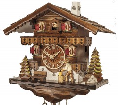 Horloge coucou mécanique 1 jour chalet bûcheron 27 cm_zoom