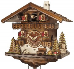 Horloge coucou à piles chalet petit lapin 27 cm