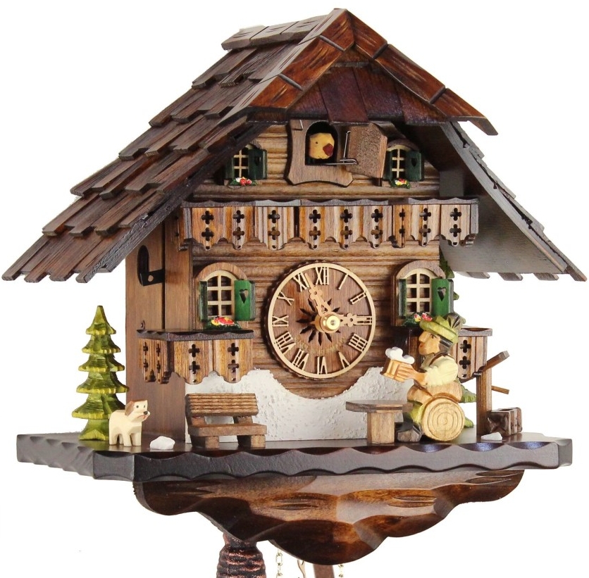Horloge coucou m&eacute;canique 1 jour buveur de bi&egrave;re 27 cm_zoom