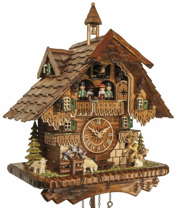 Horloge coucou musical à piles bucheron roue du moulin_zoom