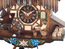 Horloge coucou m&eacute;canique 1 jour musical buveur de bi&egrave;re roue &agrave; eau 30 cm personnage