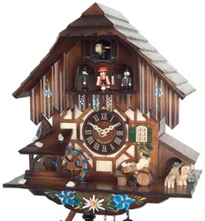 Horloge coucou mécanique 1 jour musical buveur de bière roue à eau 30 cm gros plan
