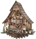Horloge coucou m&eacute;canique traditionnel 8 jours chalet d&eacute;cor pierres 42 cm_zoom