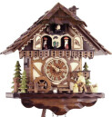 Horloge coucou musical &agrave; piles chalet bucheron