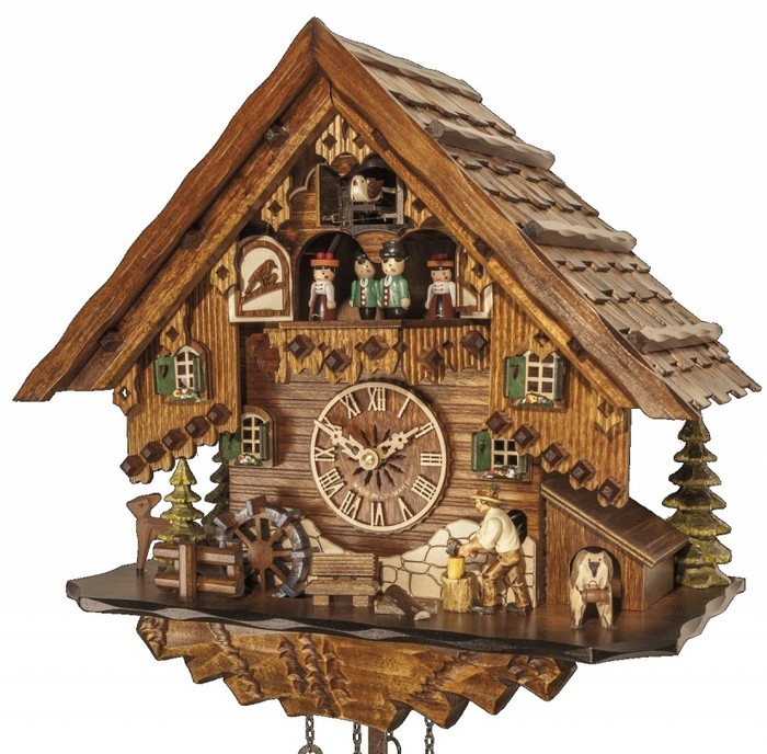 Horloge coucou musical à piles bûcheron et danseurs 34 cm_zoom