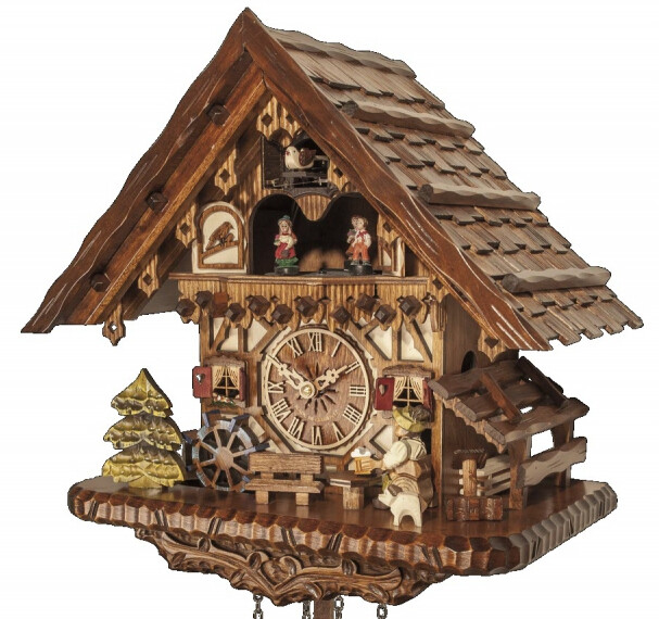 Horloge coucou musical à piles buveur de bière et danseurs_zoom