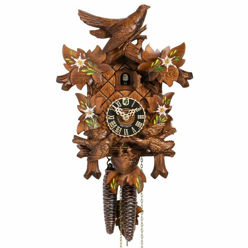 Horloge coucou m&eacute;canique traditionnel 1 jour fleur Edelweiss